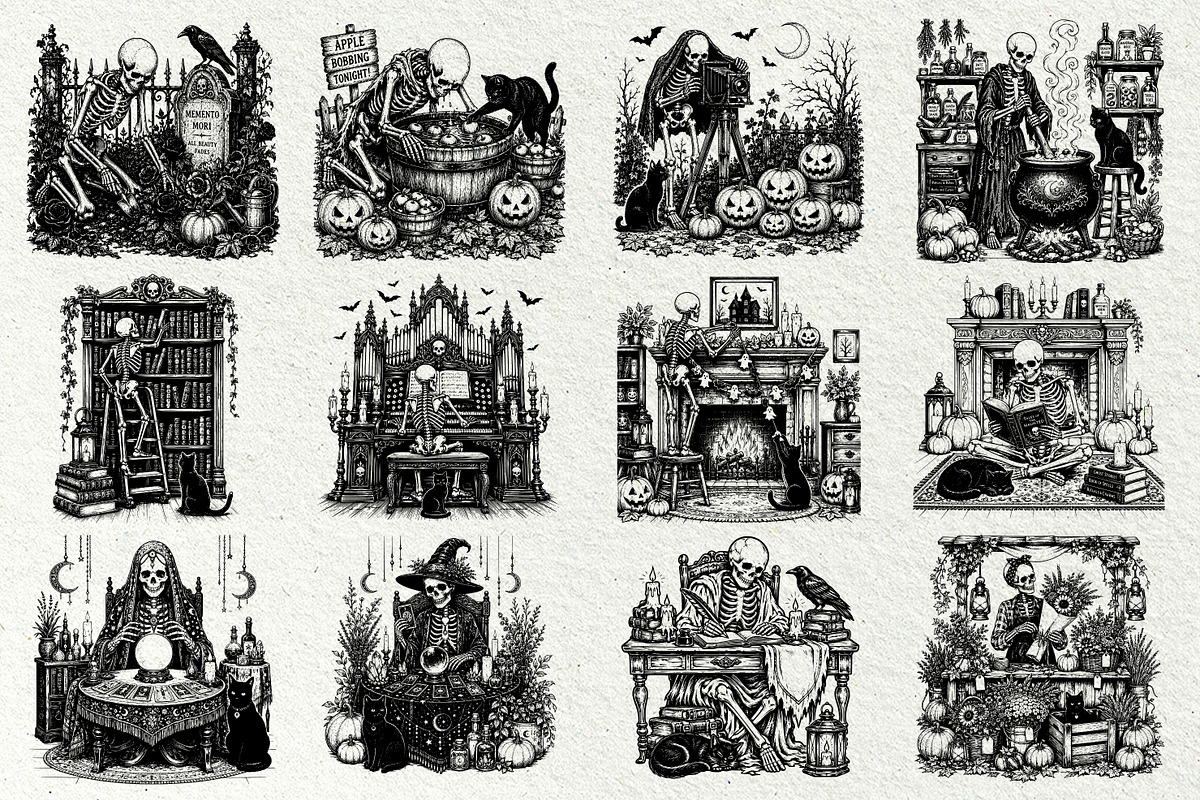 Skeleton Halloween SVG Graphics, a Seasonal Illustration by DENIDigitalArtSudio (Photo 3 of 6)