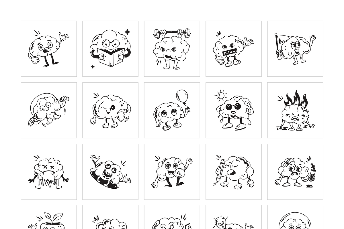 Cute Brain Icons, a Solid Icon by Prosymbols (Photo 5 of 6)