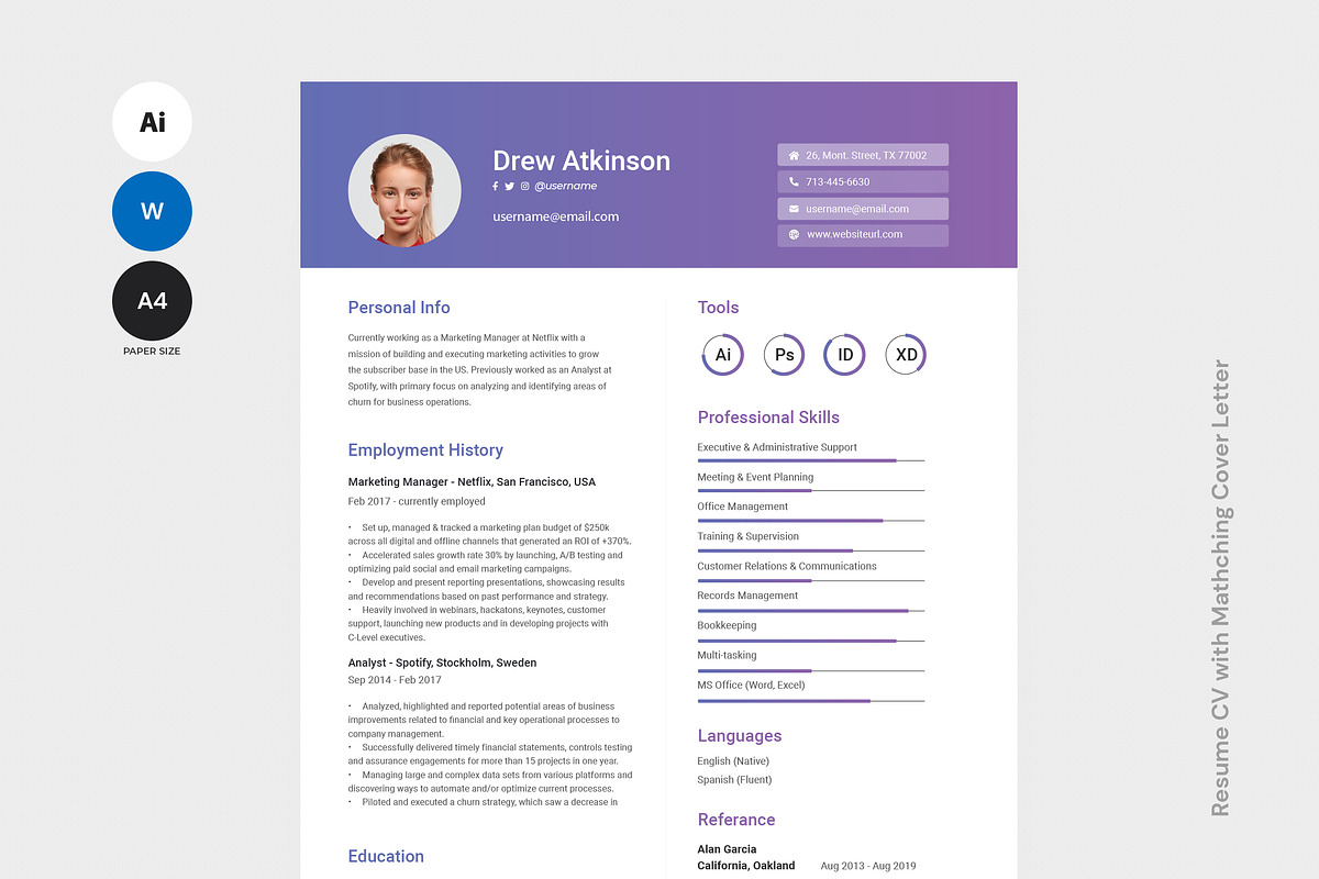 Modern Marketing Manager Resume, a Resume Template by iDoodle Studio (Photo 1 of 4)