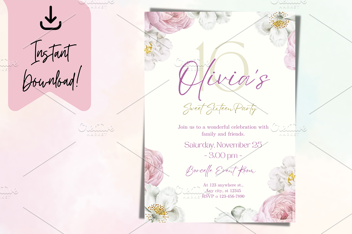 Birthday Party Invitation, a Print Template by TheSimplySereneShop (Photo 3 of 5)