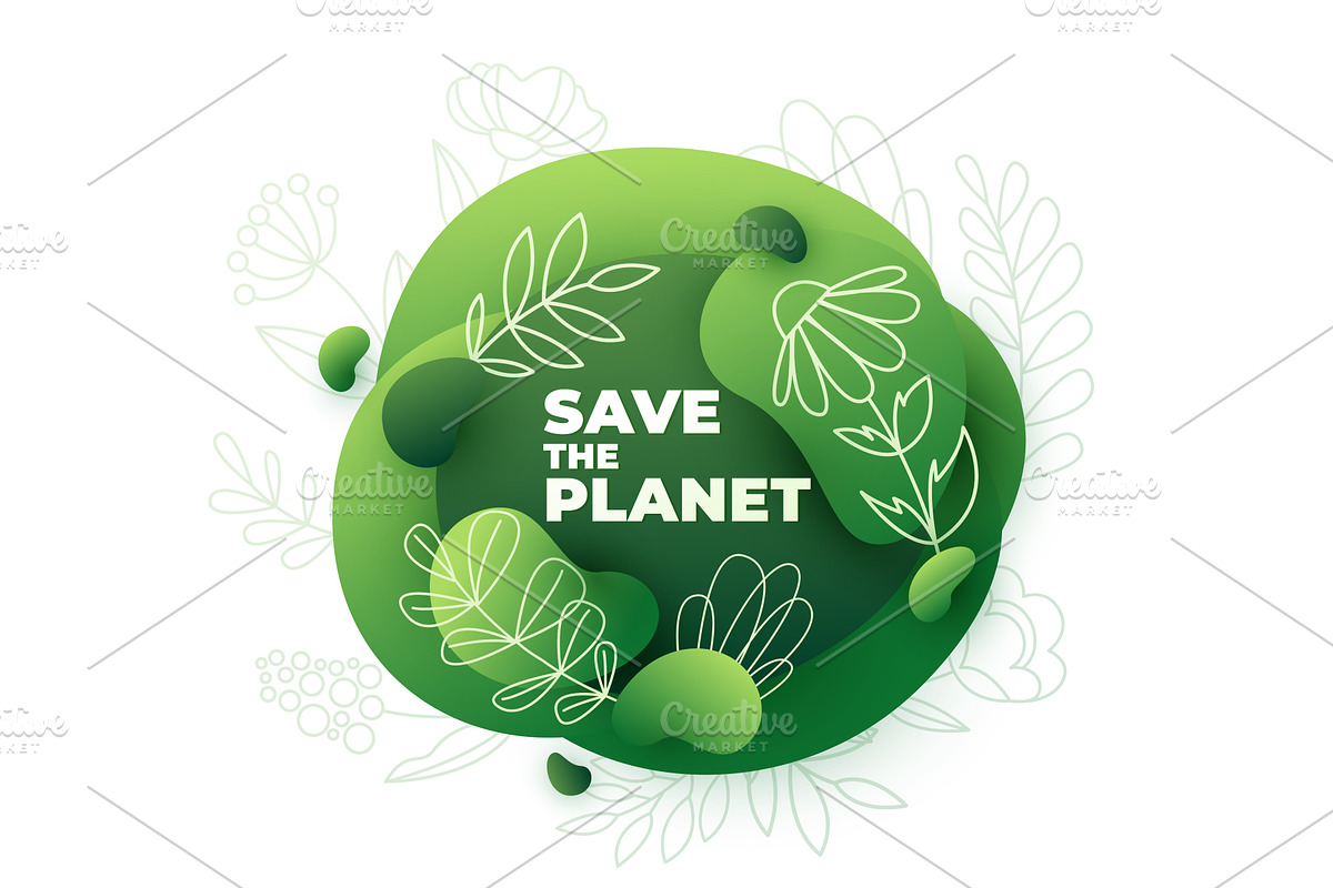 Green background, save the planet, an Illustration by Zaie