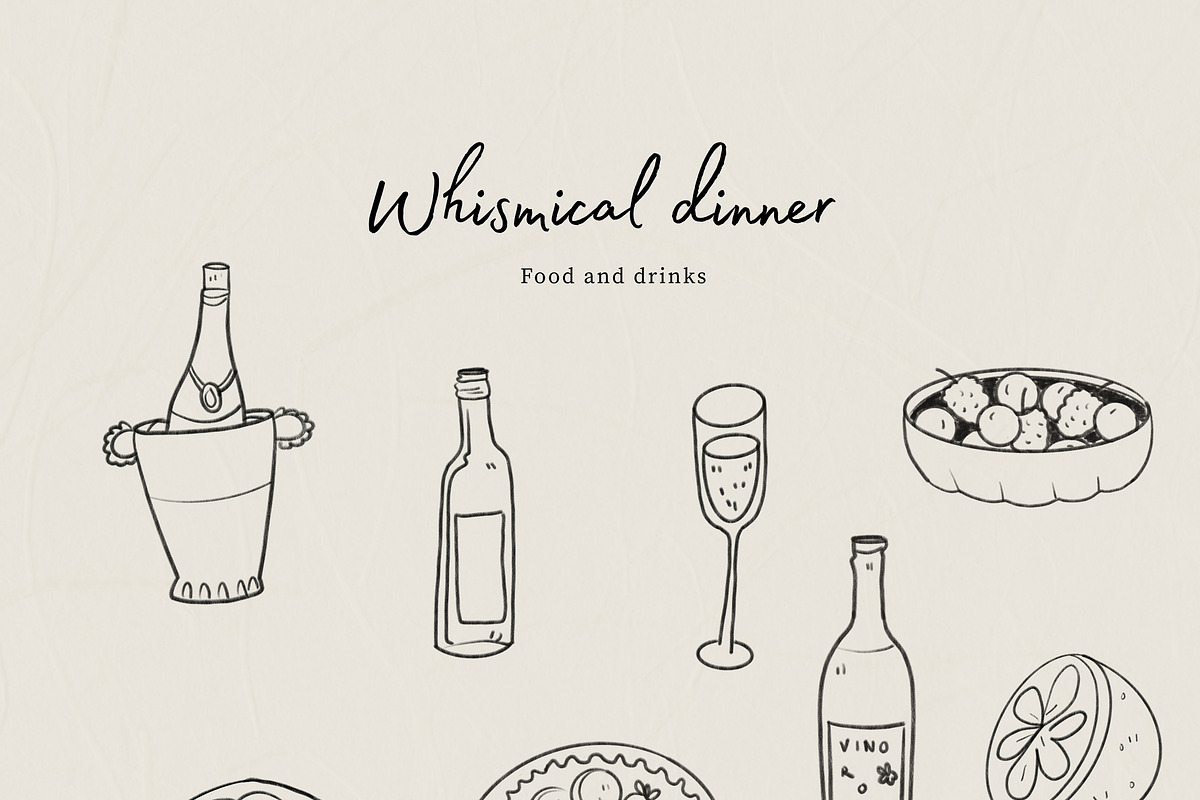Whismical Dinner Line Art, a Decorative Illustration by Cocoa studio by Eliza M (Photo 2 of 8)