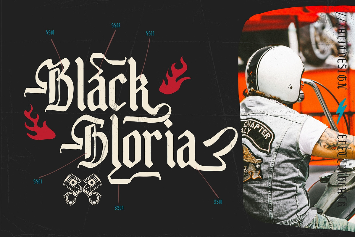 Electro Black Vintage Blackletter, a Blackletter Font by alit design (Photo 12 of 18)