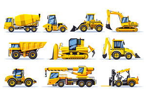 Set of building trucks