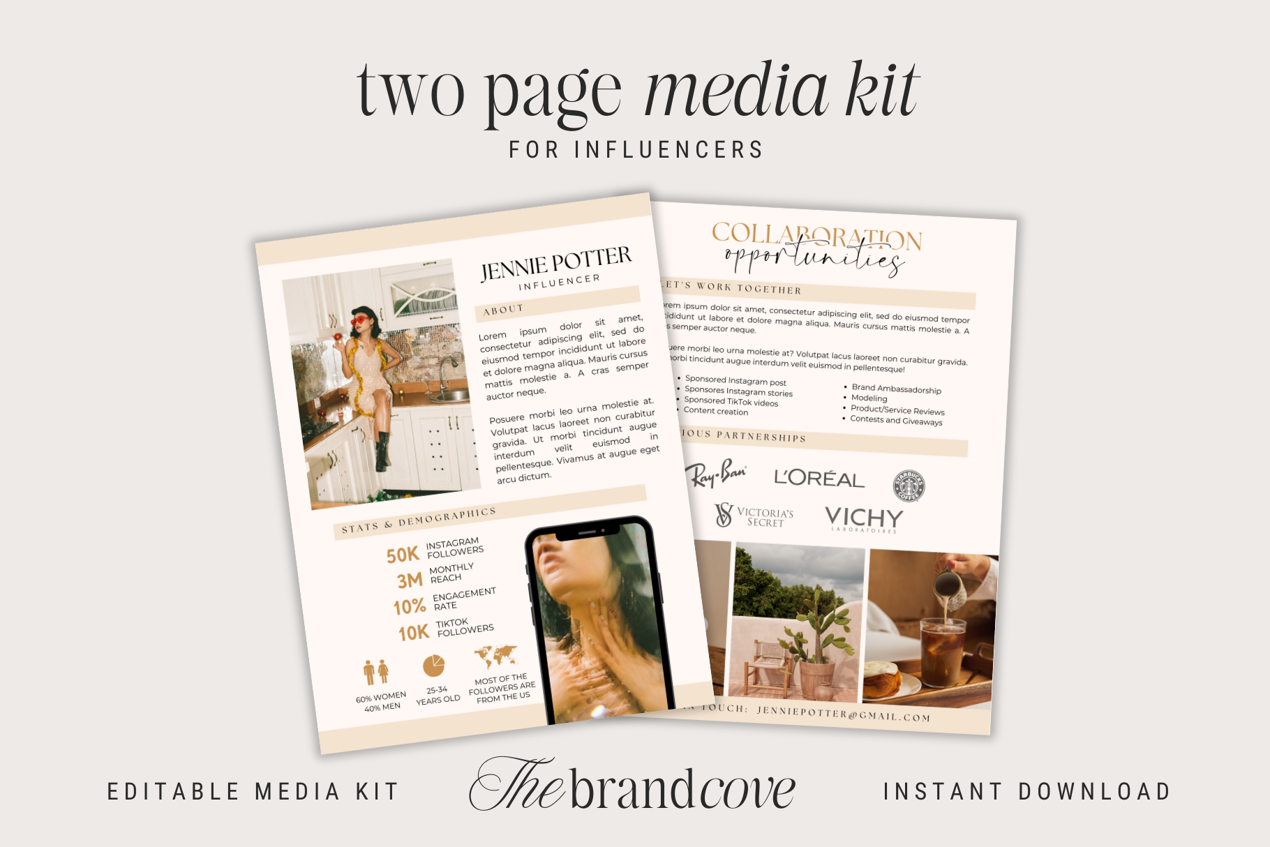 Influencer Media Press Kit by Thebrandcove | Creative Market