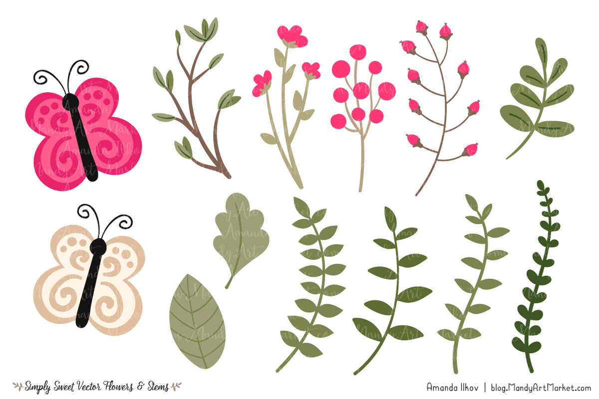 Hot Pink Flowers Clipart, an Illustration by Amanda Ilkov (Photo 4 of 4)