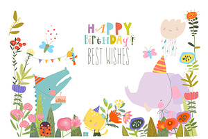 Cute Funny Animals celebrating, an Object Illustration by Maria Starus