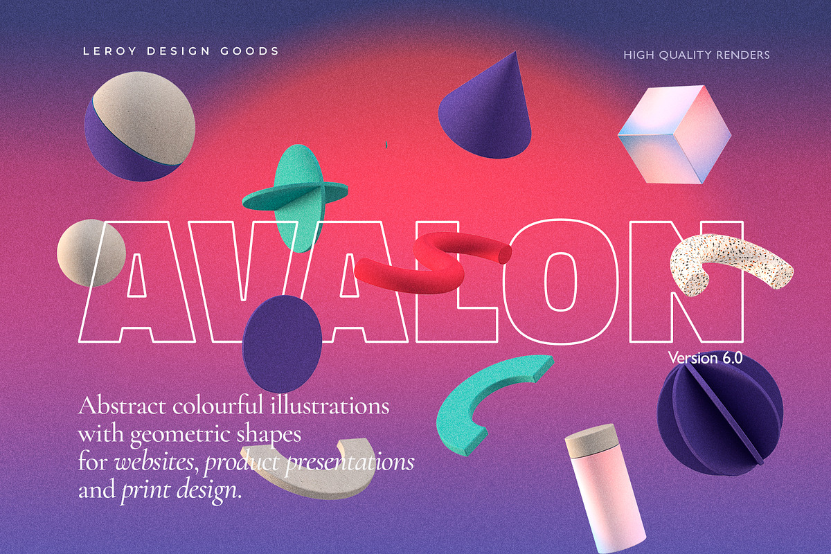 AVALON 3D Abstract Shapes v6, a Decorative Illustration by LEROY Design (Photo 8 of 8)