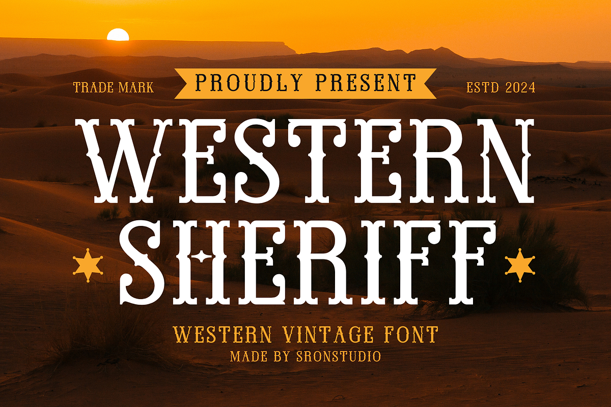 Western Sheriff - Cowboy Font, a Serif Font by Sronstudio (Photo 1 of 12)