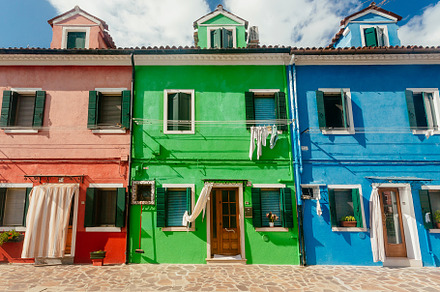 Red, green, blue houses of Burano