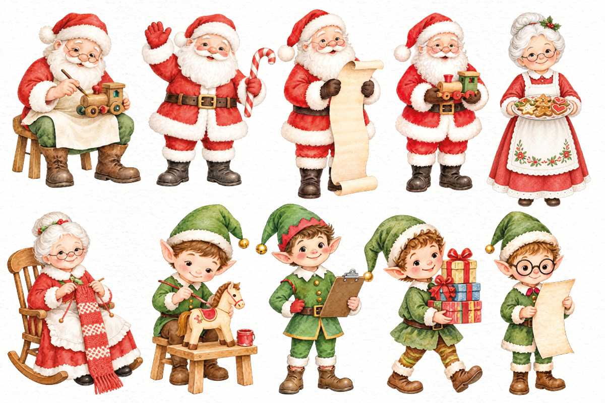 Christmas Watercolor PNG, a Seasonal Illustration by Villa 11 Estudio (Photo 2 of 9)