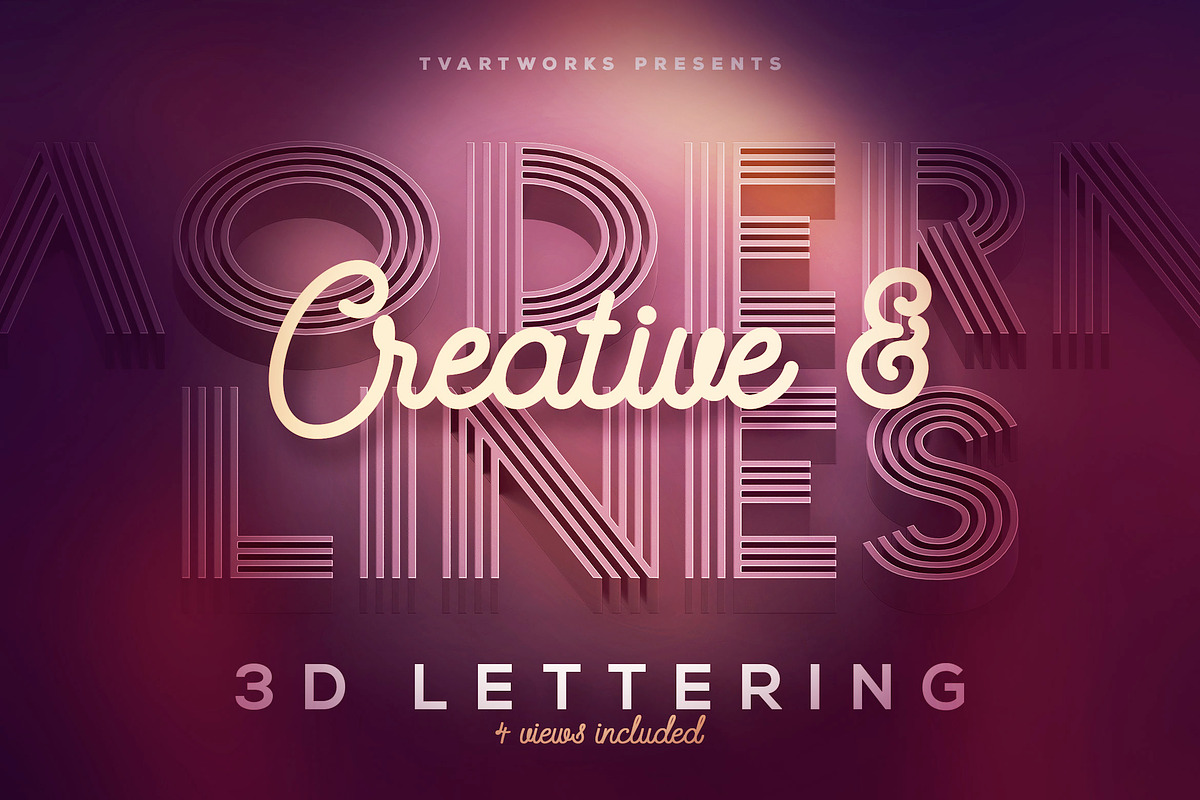Modern Lines 3D Lerttering, a Graphic by TVartworks (Photo 2 of 12)