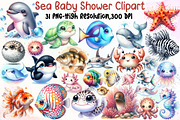 Watercolor Under The Sea Baby Shower, an Illustration by Sublimation Artist (Thumbnail 1 of 6)