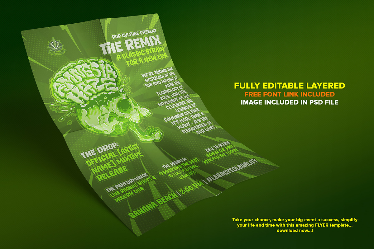 Summer Cannabis Party Flyer Template, a Flyer Template by The Design For Co. (Photo 3 of 4)