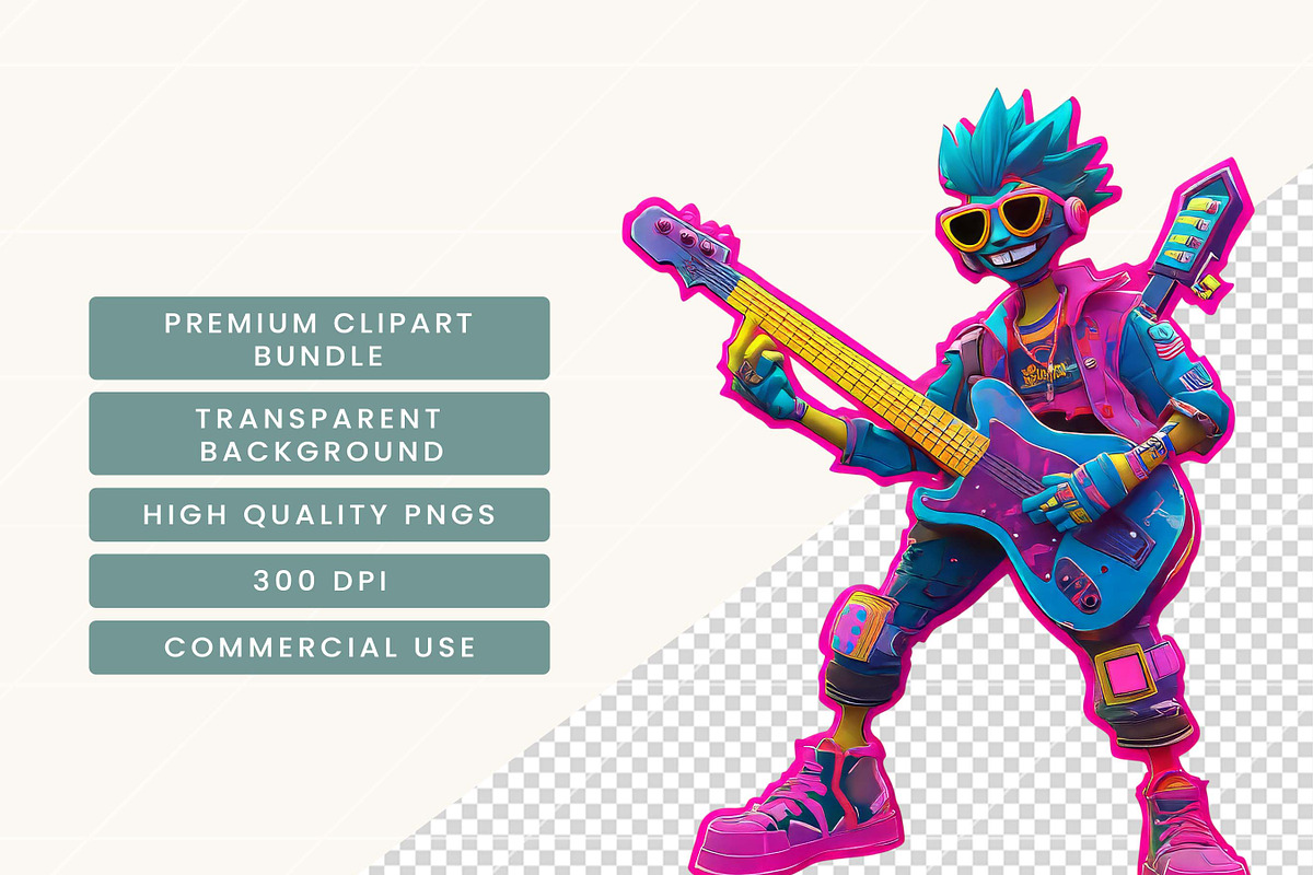 80s Neon Cartoon Clipart Bundle, an Object Illustration by BusyDaydesign (Photo 7 of 9)