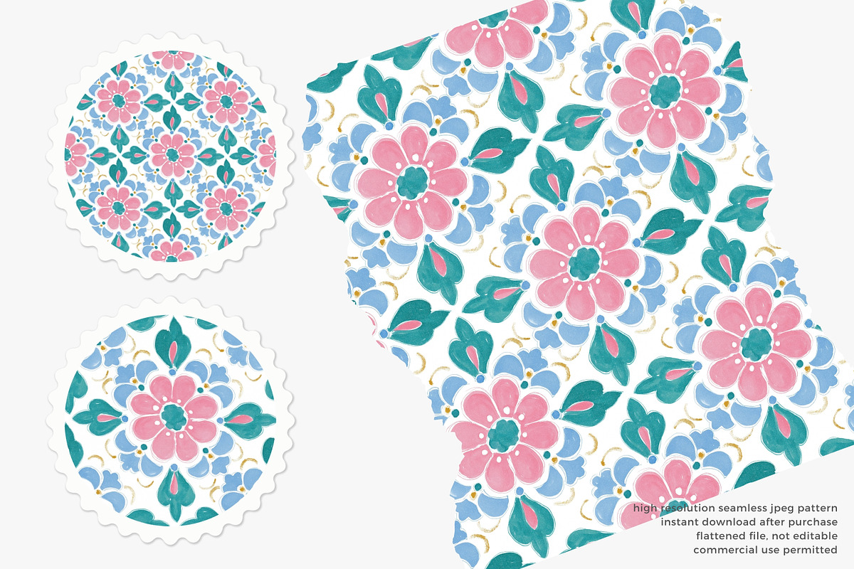 Retro floral tile seamless pattern, a Pattern Graphic by Pink Studio Art (Photo 4 of 4)