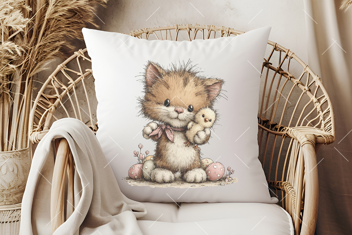 Whimsical Easter Cat Clipart, an Illustration by OK Design (Photo 5 of 6)