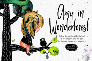 Amy in Wonderforest - hand drawn set