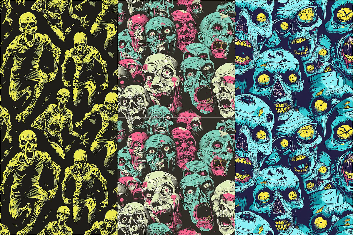 10 Zombie Night Seamless Patterns, a Pattern Graphic by Inknfolly