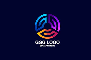 triple letter g vector template logo