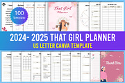 2024-2025 That Girl Planner Canva, a Stationery Template by Designmela01 (Thumbnail 1 of 8)
