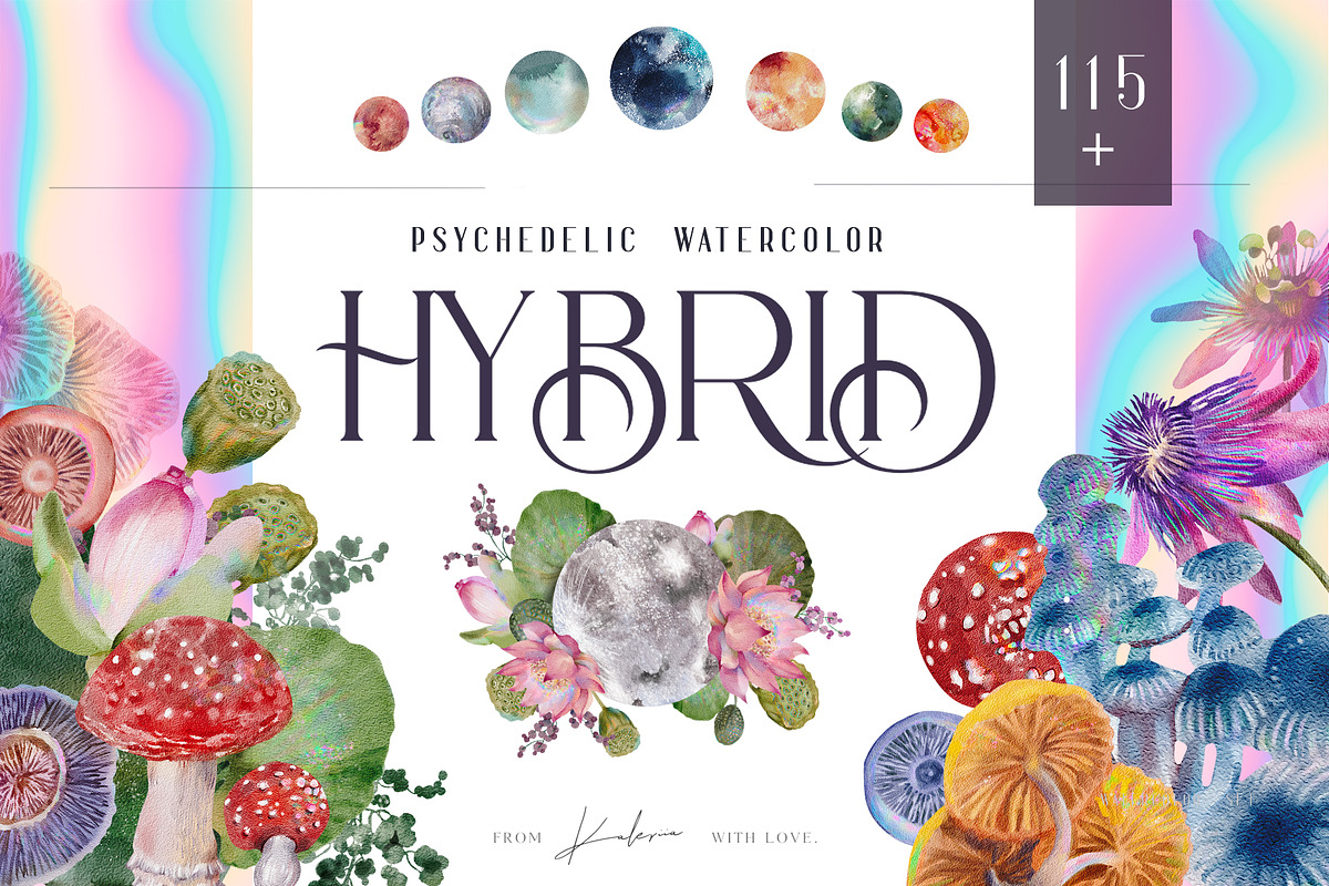 HYBRID - psychedelic watercolor set, an Illustration by Kaleriia (Photo 1 of 14)