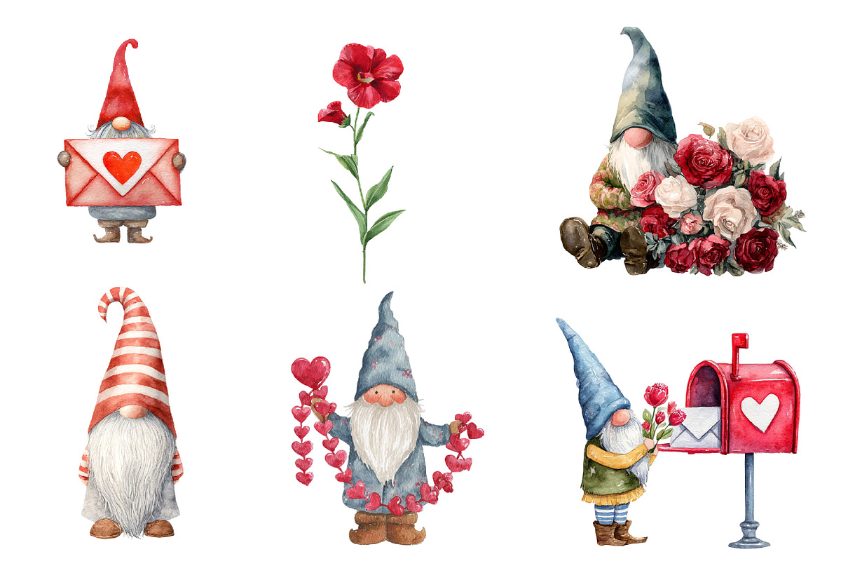 Valentines Gnome clipart, Valentine, an Illustration by Designworld (Photo 3 of 4)