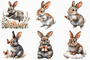 Watercolor Rabbits Clipart, an Illustration by Craft Nest (Thumbnail 8 of 9)