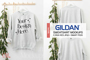 Ash Gildan 18000 Sweatshirt Mockups, a Shirt Mockup by Uncommon Mockups (Thumbnail 1 of 7)