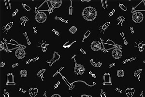 Bicycle Collection In Doodle Style