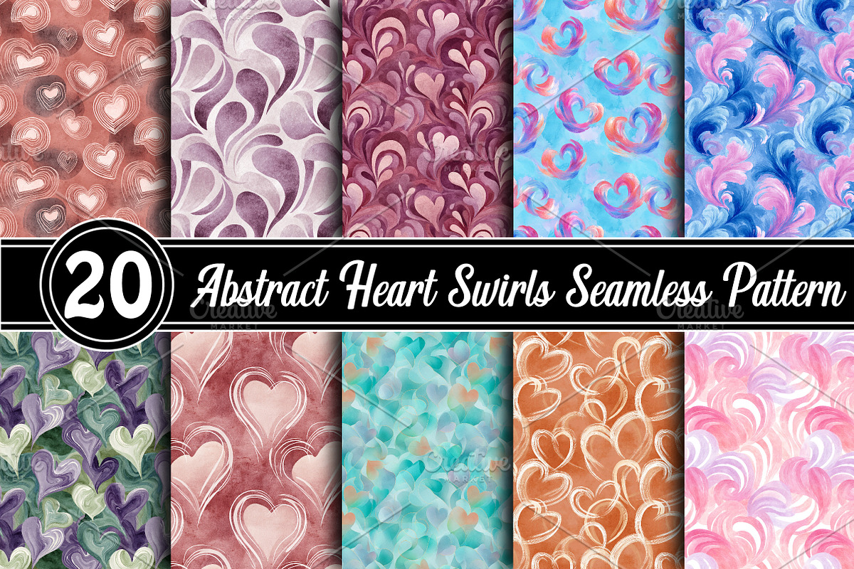 Abstract Heart Swirls Seamless Patte, an Illustration by RobertsArt (Photo 1 of 5)