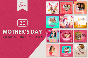 Mother's Day Canva Templates Bundle, a Social Media Template by Canvagator