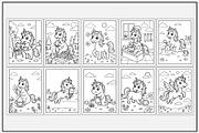 Unicorn Daily Routine Coloring Pages, an Animal Illustration by Lamia Emad (Thumbnail 3 of 5)