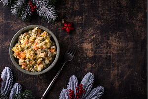 Traditional New year russian salad, a Food & Drink Photo by Yulia Furman