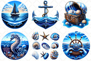 Watercolor Summer Nautical Clipart, an Illustration by Black Bird Studio (Thumbnail 3 of 5)