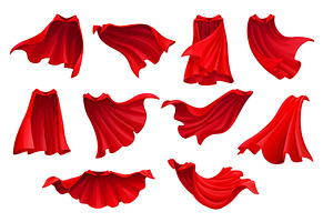 Red hero coat, superhero capes, an Object Illustration by Vector Tradition