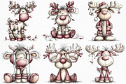 Quirky Christmas Reindeer Clipart, an Illustration by Craft Nest (Thumbnail 4 of 6)
