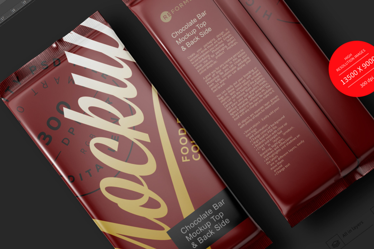 Chocolate Bar Mockup Top & Back Side, a Packaging Mockup by Reformer Mockup (Photo 4 of 6)