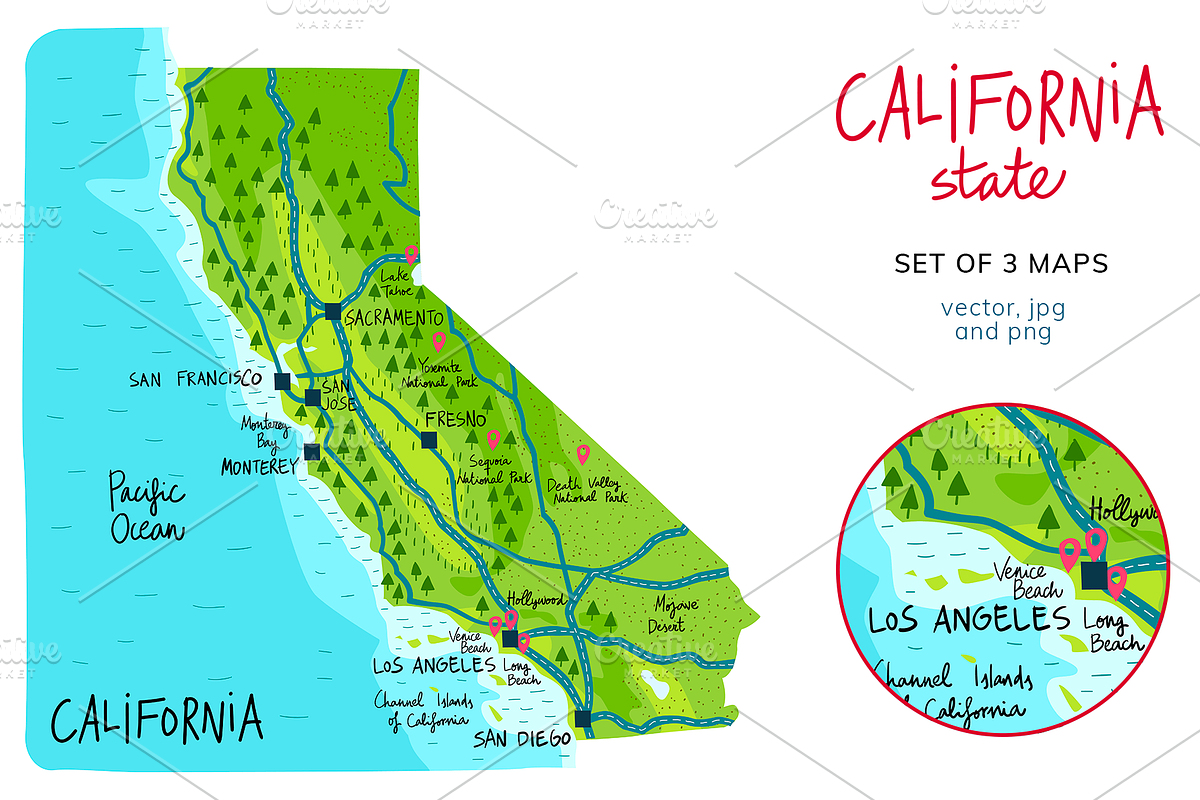 California maps, an Education Illustration by Illustrationsforteachers (Photo 3 of 5)