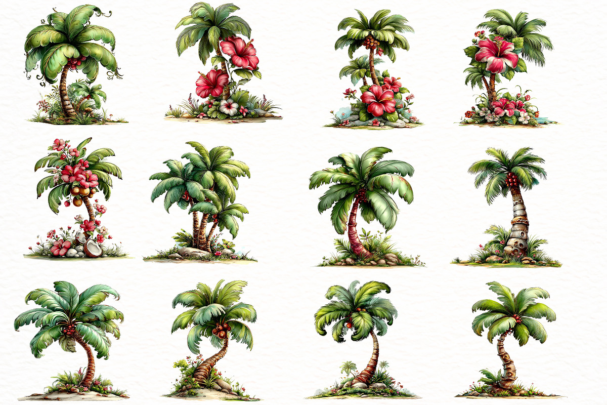 Whimsical summer palm tree clipart, an Illustration by Designworld (Photo 3 of 7)