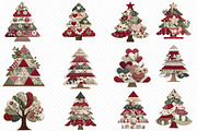 Patchwork Christmas Tree Clipart, an Illustration by cherrydesign (Thumbnail 2 of 3)