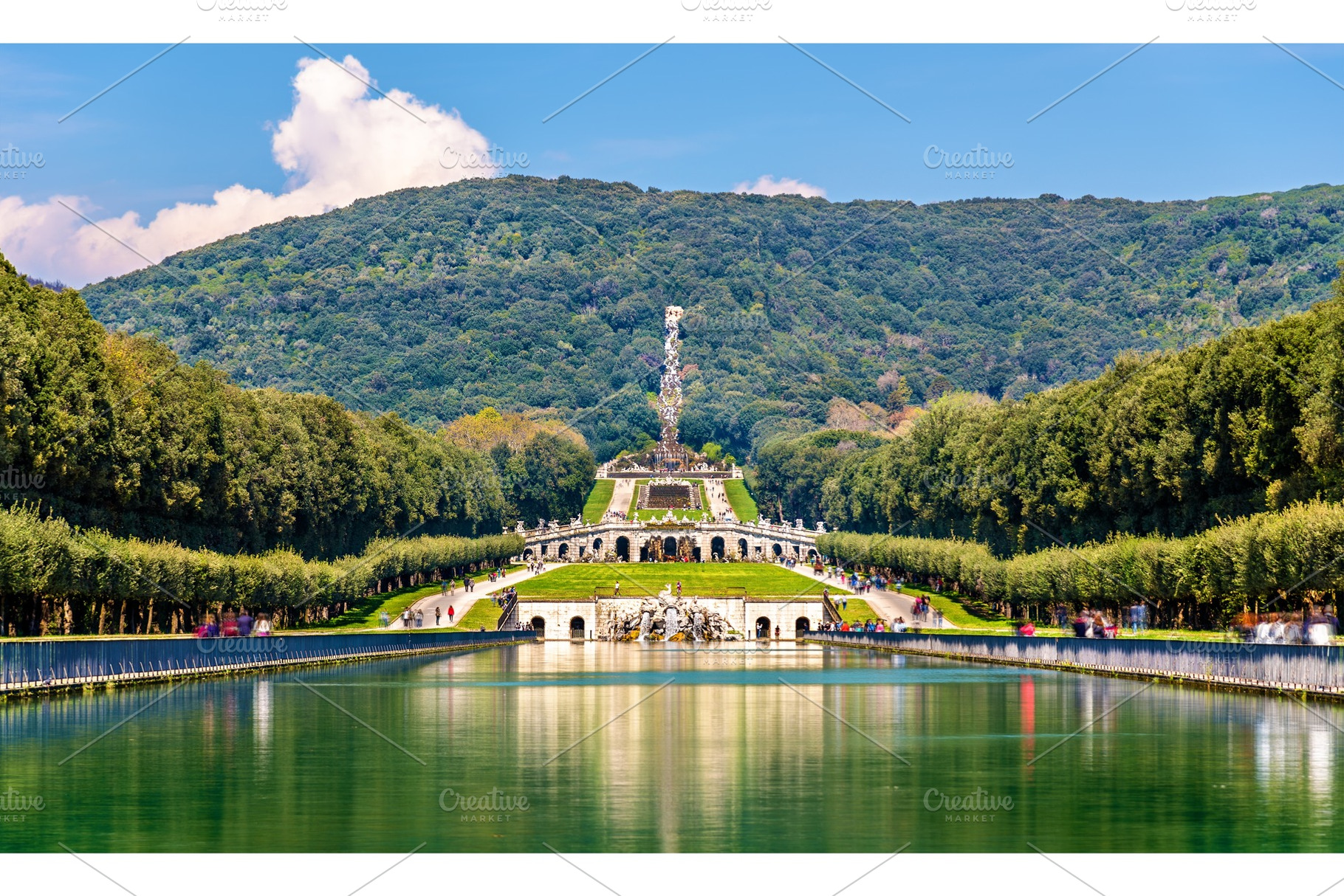 Kilometerslong promenade along cascades at the palace of caserta featuring, an Architecture Photo by Leonid Andronov