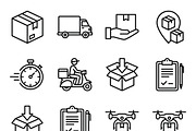 43 Delivery Parcel Icon Set, an Outline Icon by adenpinkstore (Thumbnail 1 of 13)