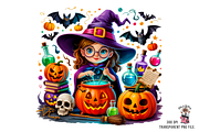 10 Halloween Witch Clipart PNG, a Graphic by Clipart Studio (Thumbnail 7 of 11)