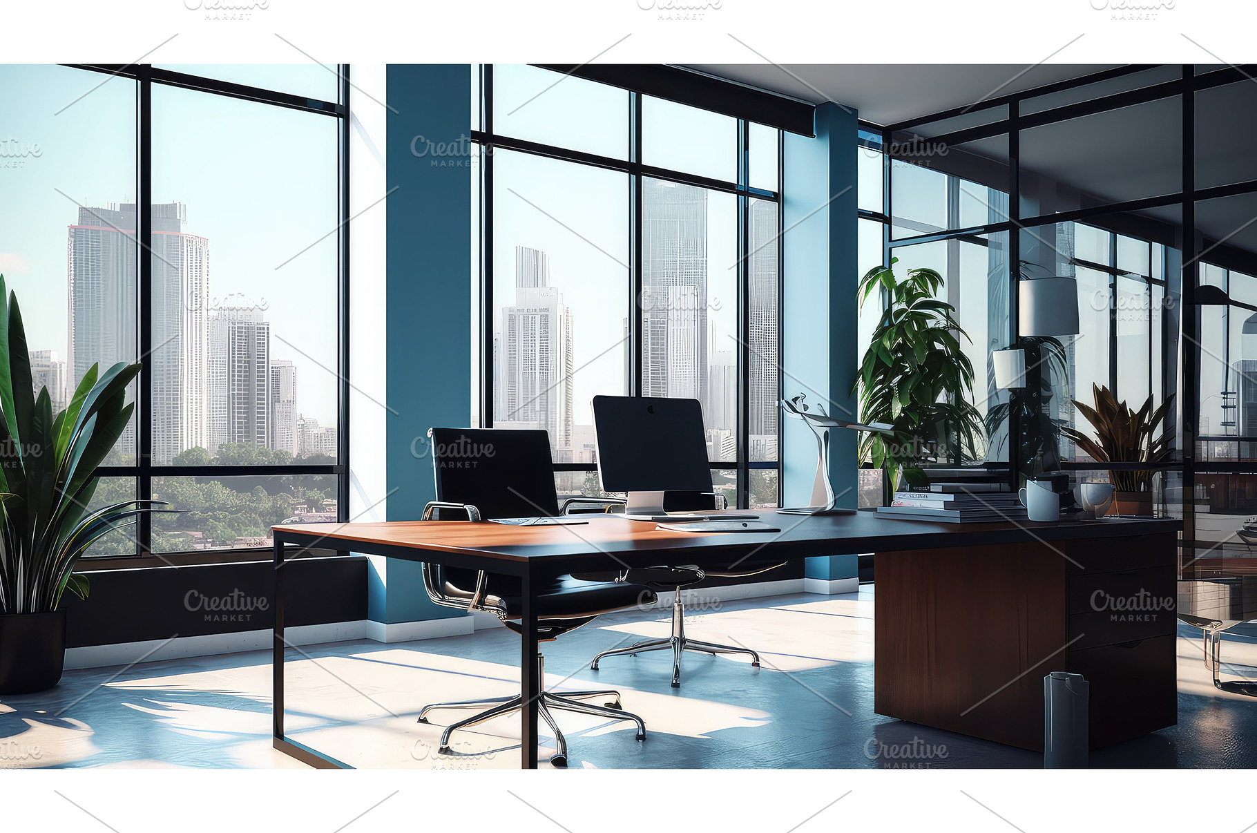 laptop business office background ai, a Business Photo by pikepicture