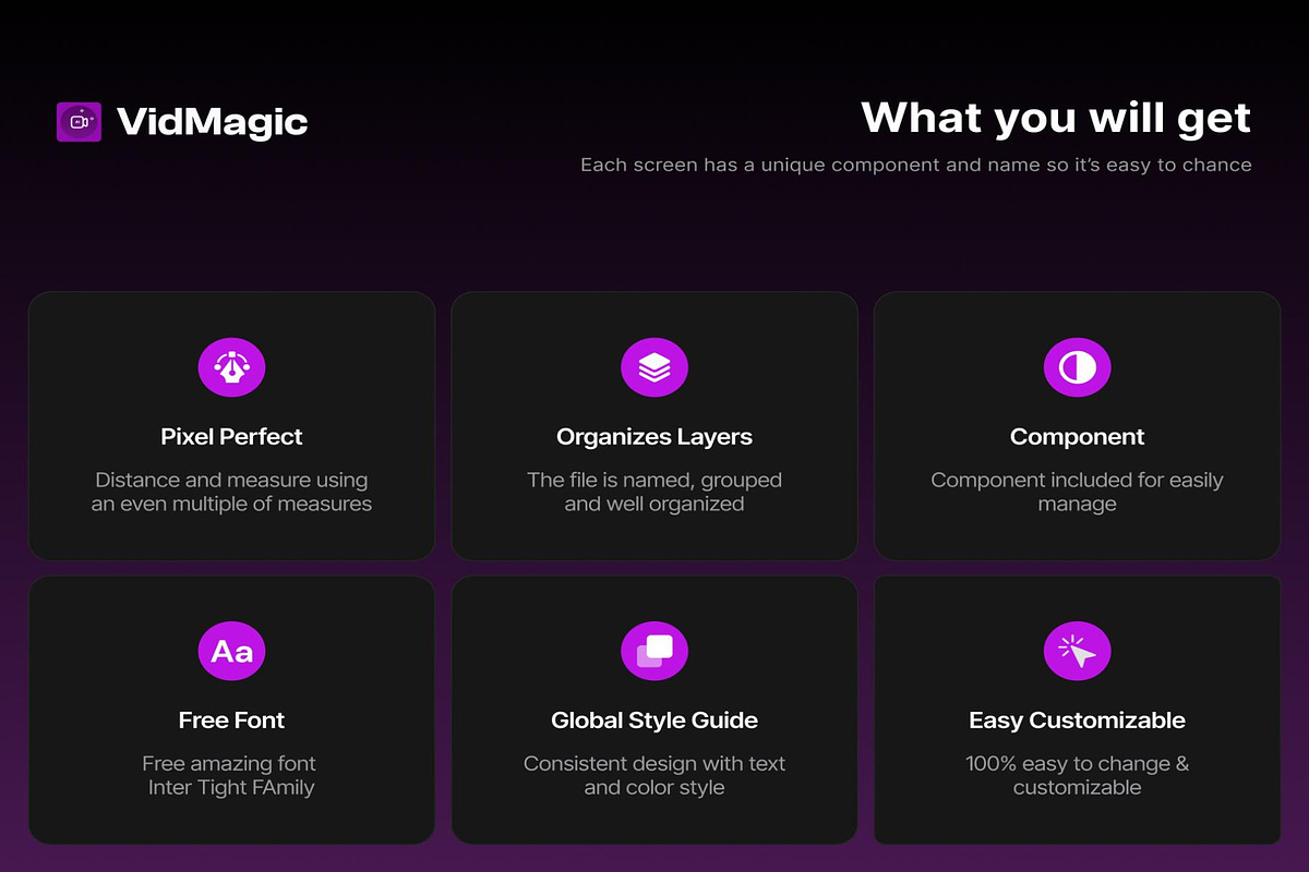 VidMagicAI Text to video creator app, an UI Kit Template by Creative Perspective (Photo 2 of 6)