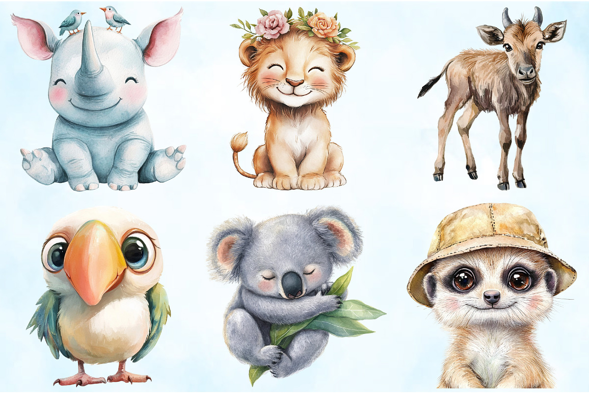 Cute Safari Animal Sublimation PNG, an Illustration by Craft Nest (Photo 4 of 5)