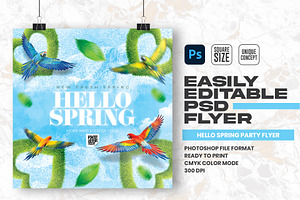 Hello Spring Party Flyer Design, a Flyer Template by Shajib Shikder