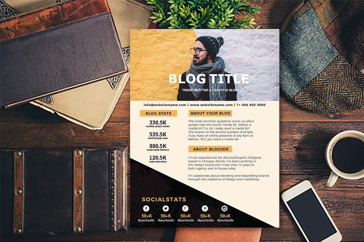 Masculine Media Kit Template, a Presentation Template by Graphic Template Co (Photo 2 of 3)