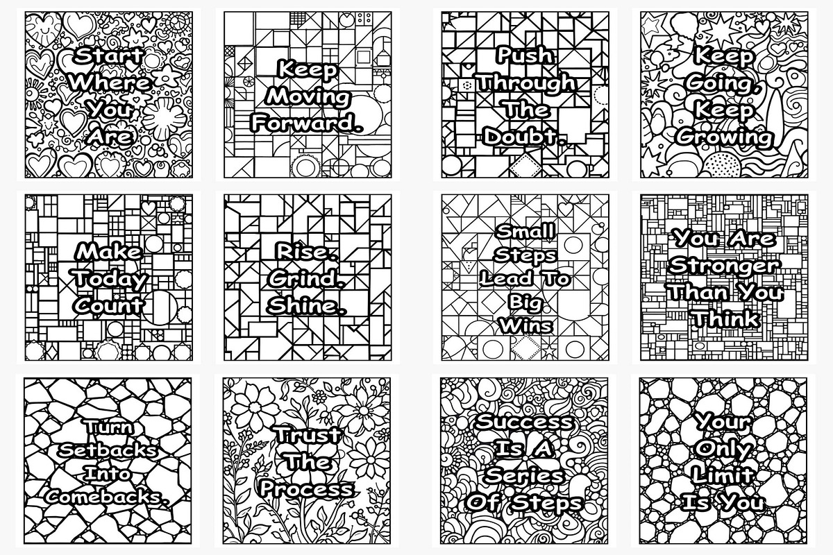 Affirmation Coloring on Mosaic BG, a Decorative Illustration by Lamia Emad (Photo 3 of 4)